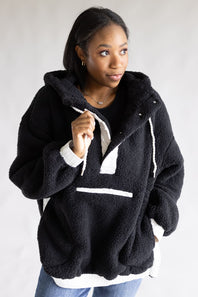 Two Tone Pullover for Women in Black