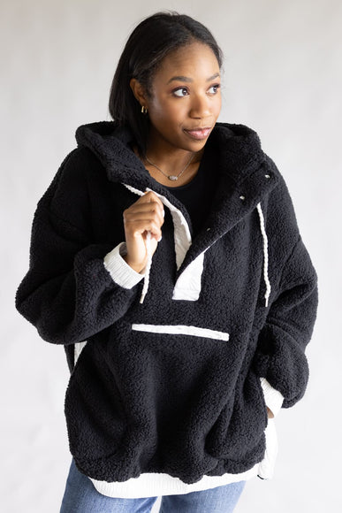 Two Tone Pullover for Women in Black