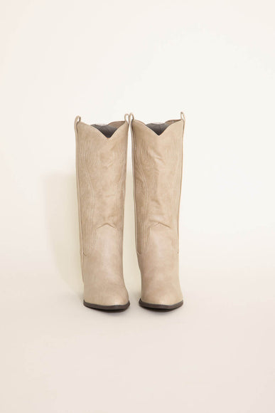 Qupid Shoes Zane Western Cowboy Boots for Women in Stone