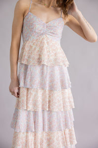 Tiered Floral Ruffle Maxi Dress for Women in Multi