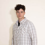 Western Woven Plaid Shirt for Men in Off White