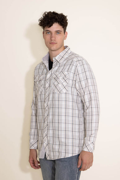 Western Woven Plaid Shirt for Men in Off White