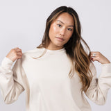 Relaxed Fit Stretch Crewneck for Women in Beige