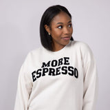 More Espresso Chenille Patch Fleece Crewneck for Women in Beige