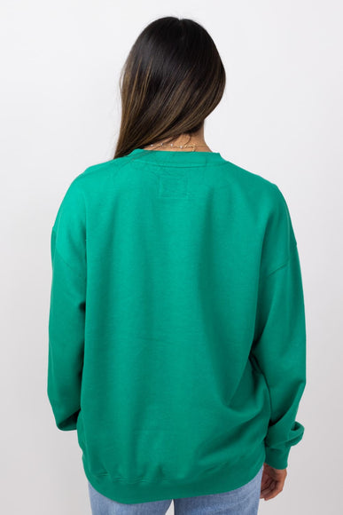 1897 Active Jolly Embroidered Fleece Sweatshirt for Women in Kelly Green