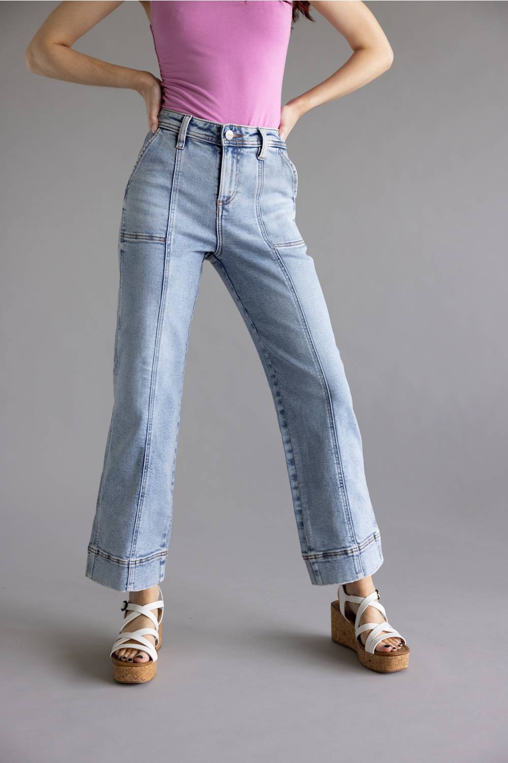 Risen High Rise Crop Straight Jeans for Women