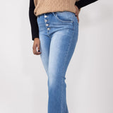 High-Rise Light Wash Button Down Bootcut Jeans for Women