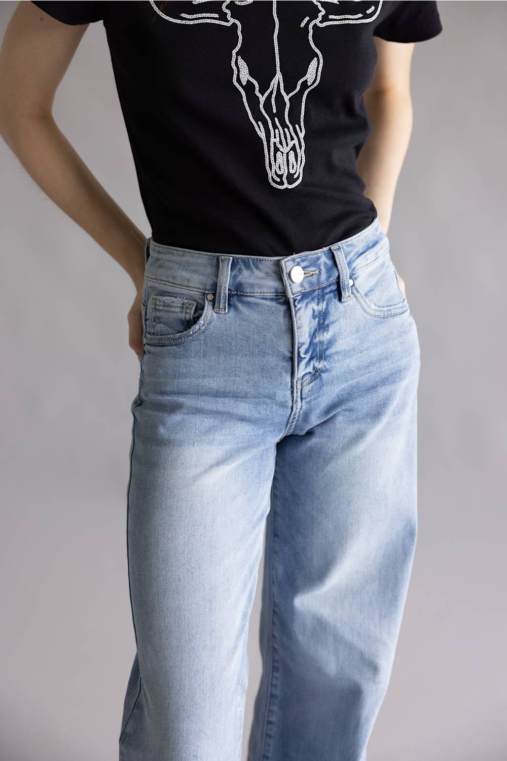 Risen High Rise Tummy Control Palazzo Jeans for Women