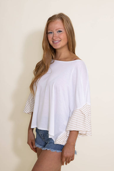 Ruffle Sleeve Cover Up Top for Women in Beige
