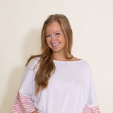 Ruffle Sleeve Cover Up Top for Women in White and Pink