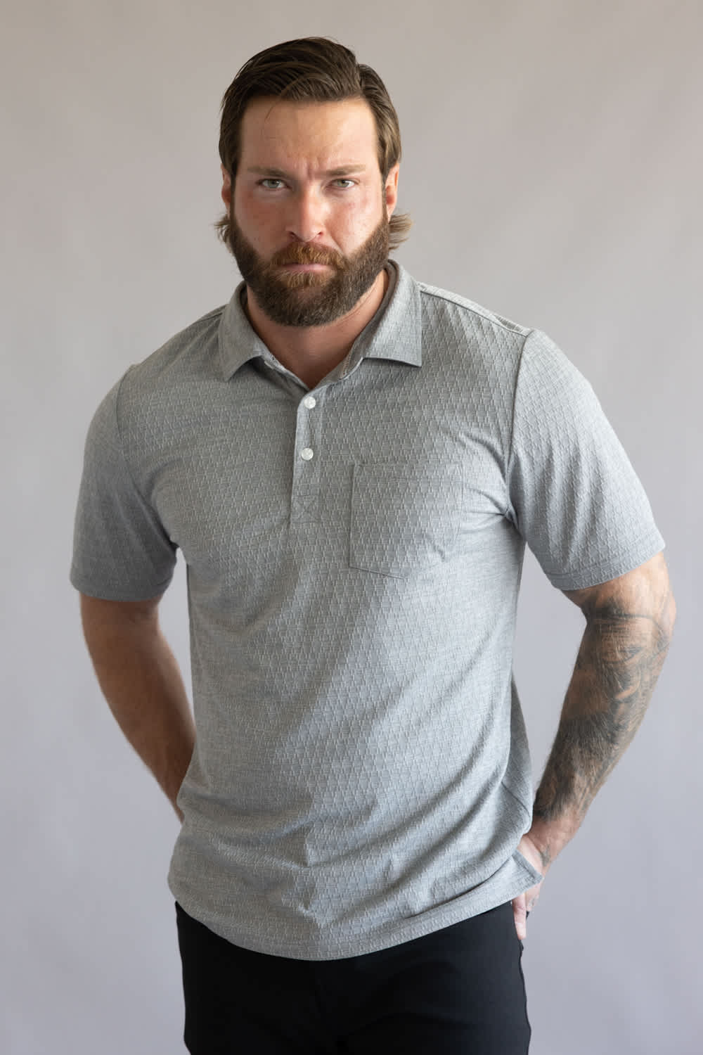 Weatherproof Vintage Diamond Polo Shirt for Men in Heather Grey