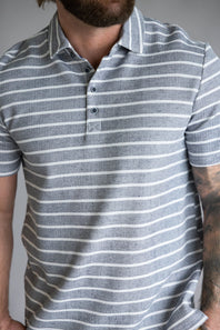Weatherproof Vintage Terry Striped Polo for Men in Maritime Blue