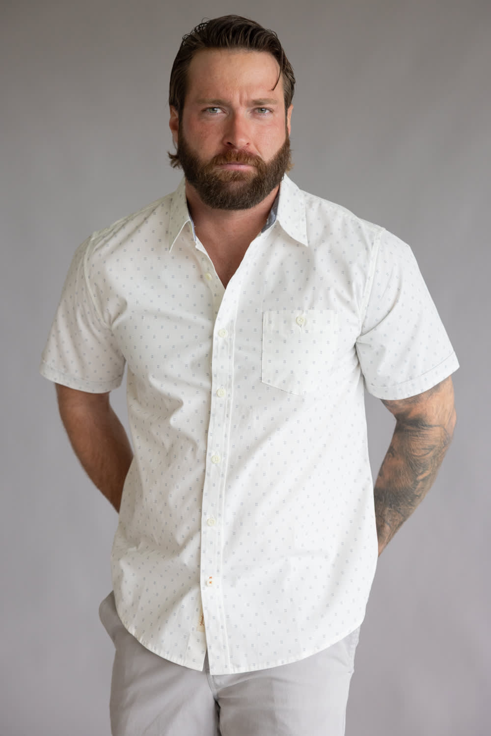 Weatherproof Vintage Poplin Button Up Shirt for Men in Snow | S2684244GK-SNOW