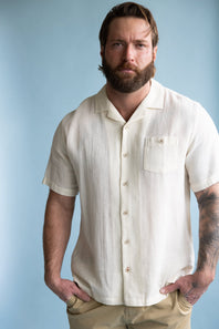 Weatherproof Vintage Cotton Airtex Shirt for Men in Cream
