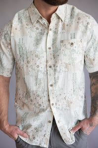 Weatherproof Vintage Camp Collar Printed Shirt for Men in Tender Greens
