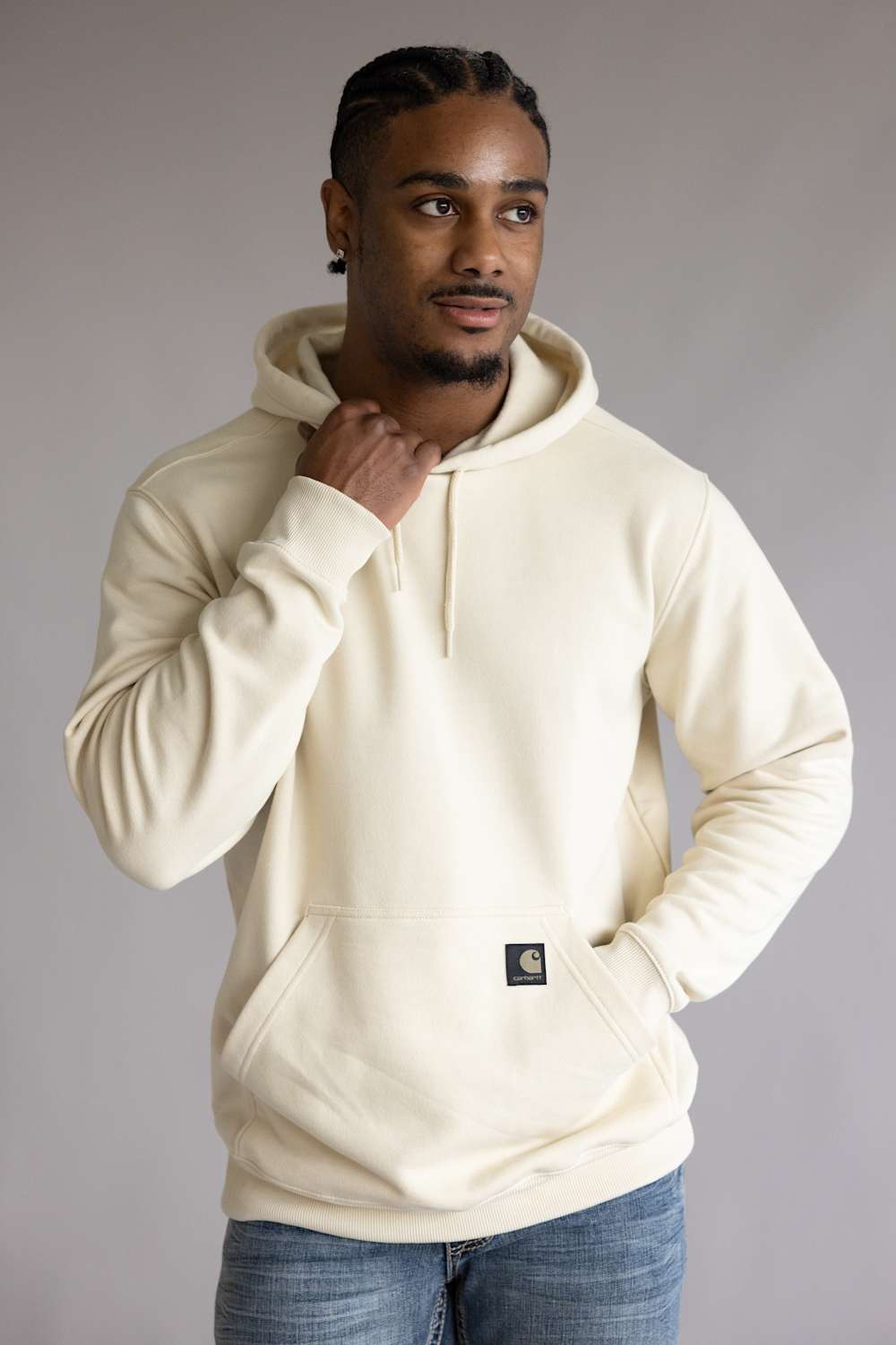 Carhartt Sawyer Camo Sweatshirt Hoodie for Men in Oatmilk