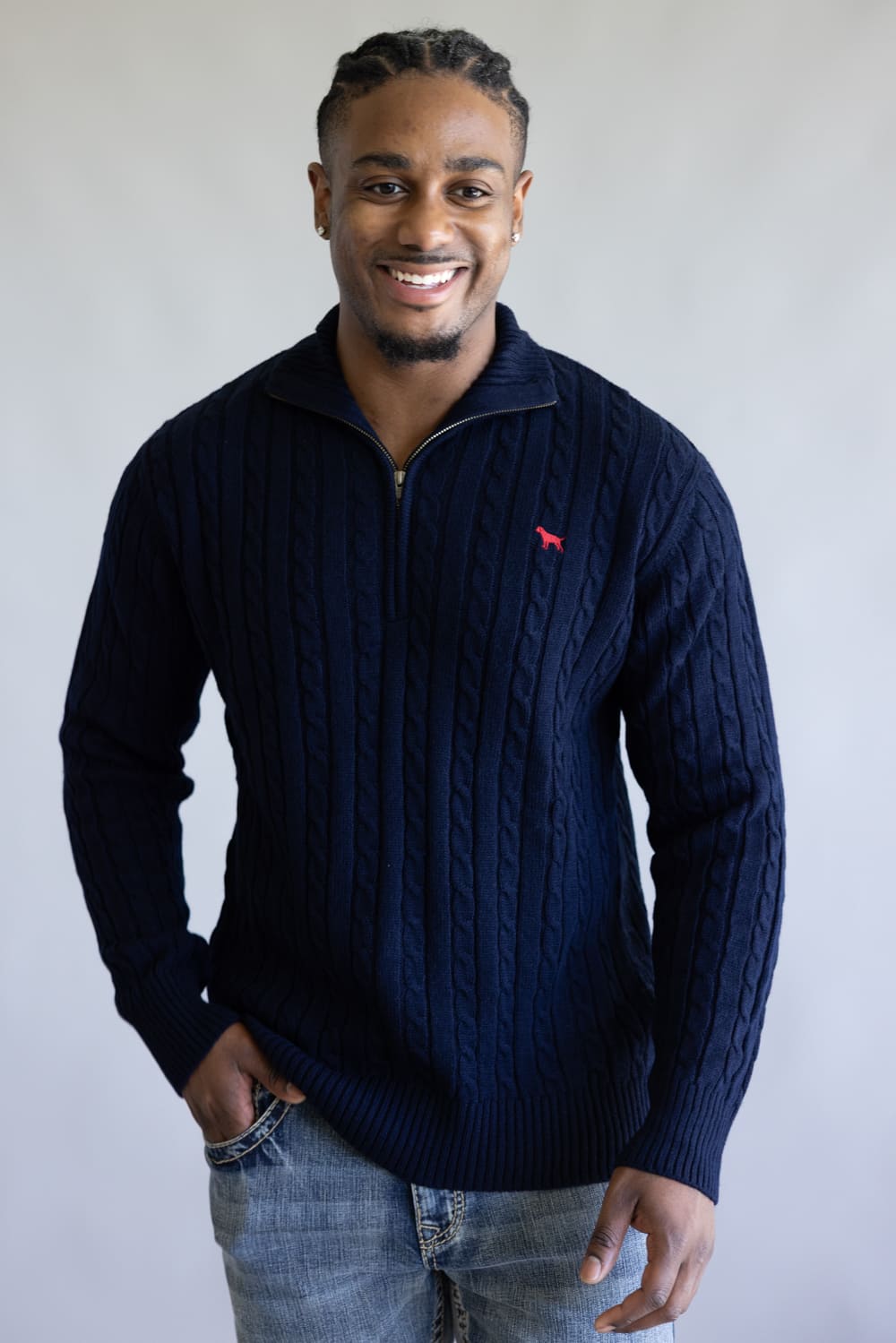 Simply Southern Grayson Quarter Zip Neck for Men in Navy | 0225-MN