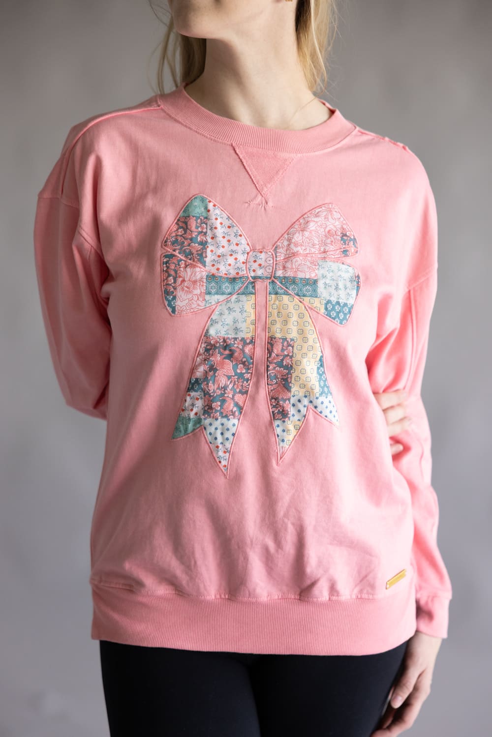 Simply Southern Katarina Bow Pullover Sweatshirt for Women in Pink