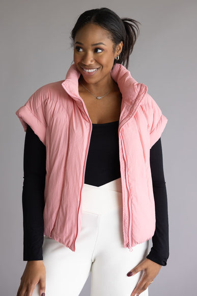 Simply Southern Lottie Puffer Vest for Women in Pink