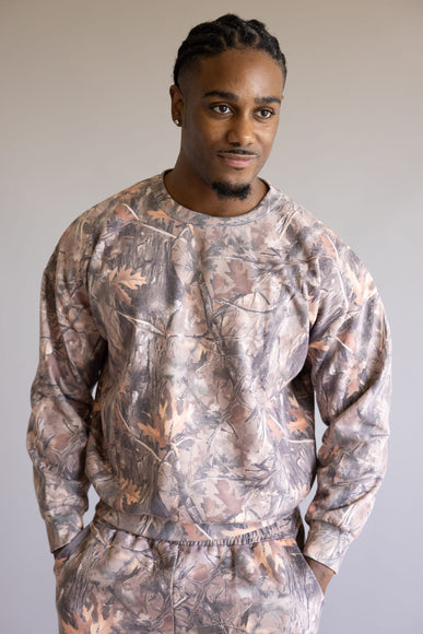 Simply Southern Camo Fleece Crewneck for Men in Brown