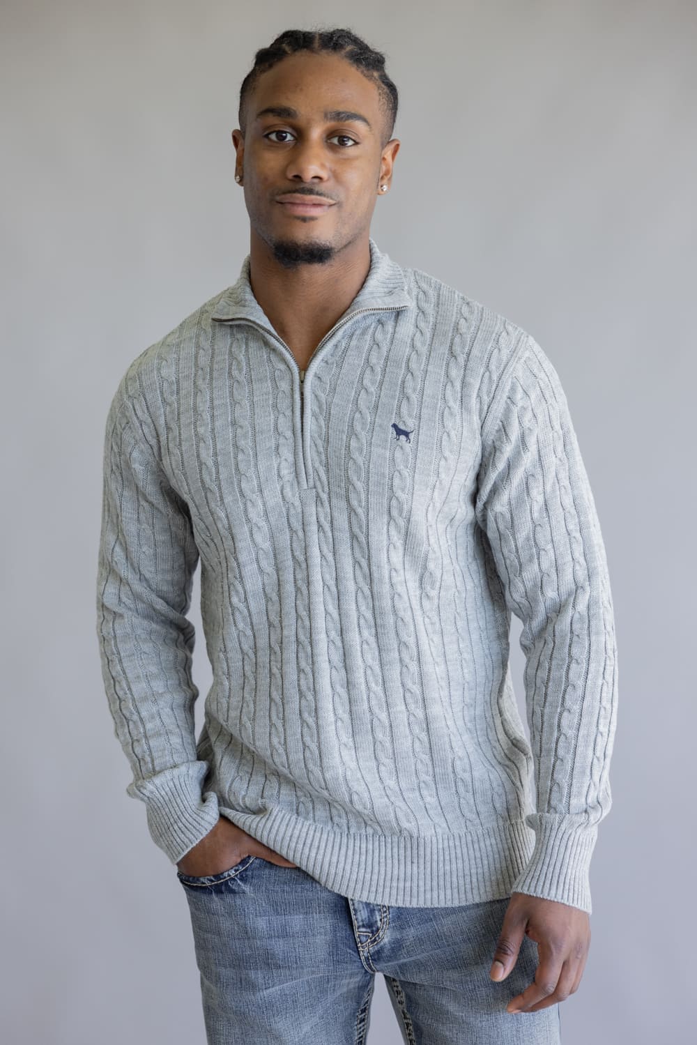 Simply Southern Grayson Quarter Zip Neck for Men in Grey | 0225-MN