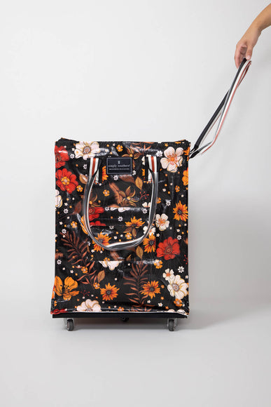Simply Southern Rolling Tote Bag in Black Floral