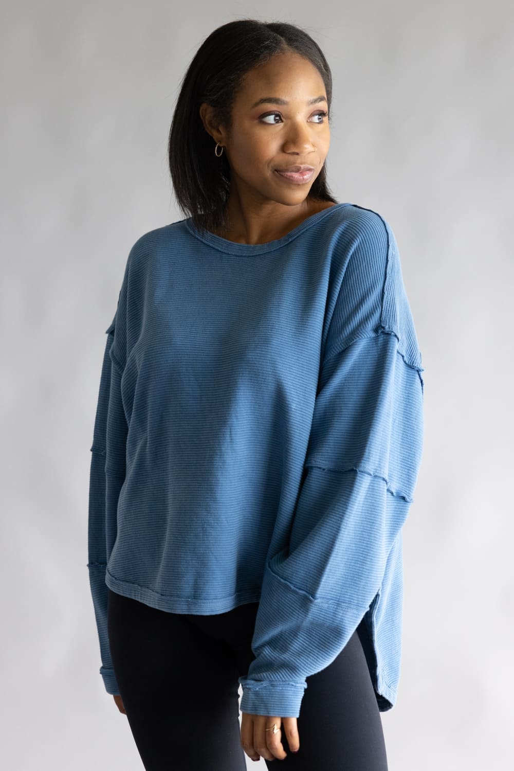 Simply Southern Sabrina Pullover Crewneck for Women in Dark Blue