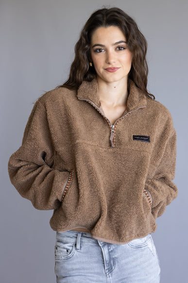 Simply Southern Taylor ½ Zip Pullover for Women in Latte