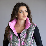 Simply Southern Cropped Puffer Vest for Women in Camo Pink