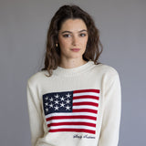 Simply Southern Preppy USA Flag Sweater for Women in Antique White