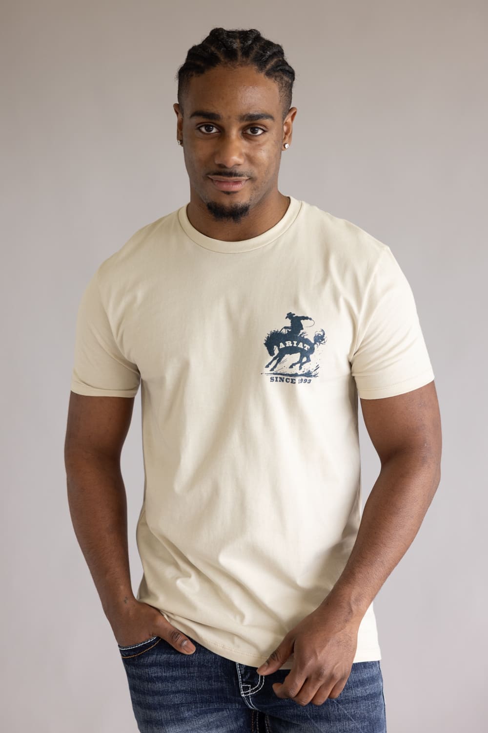 Ariat Split Freedom Painted T-Shirt for Men in Soft Silt 