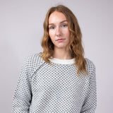Textured Reglan Sleeve Sweater for Women in Charcoal
