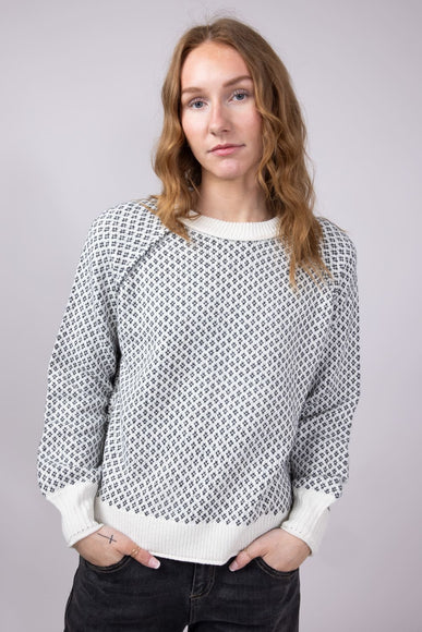Textured Reglan Sleeve Sweater for Women in Charcoal