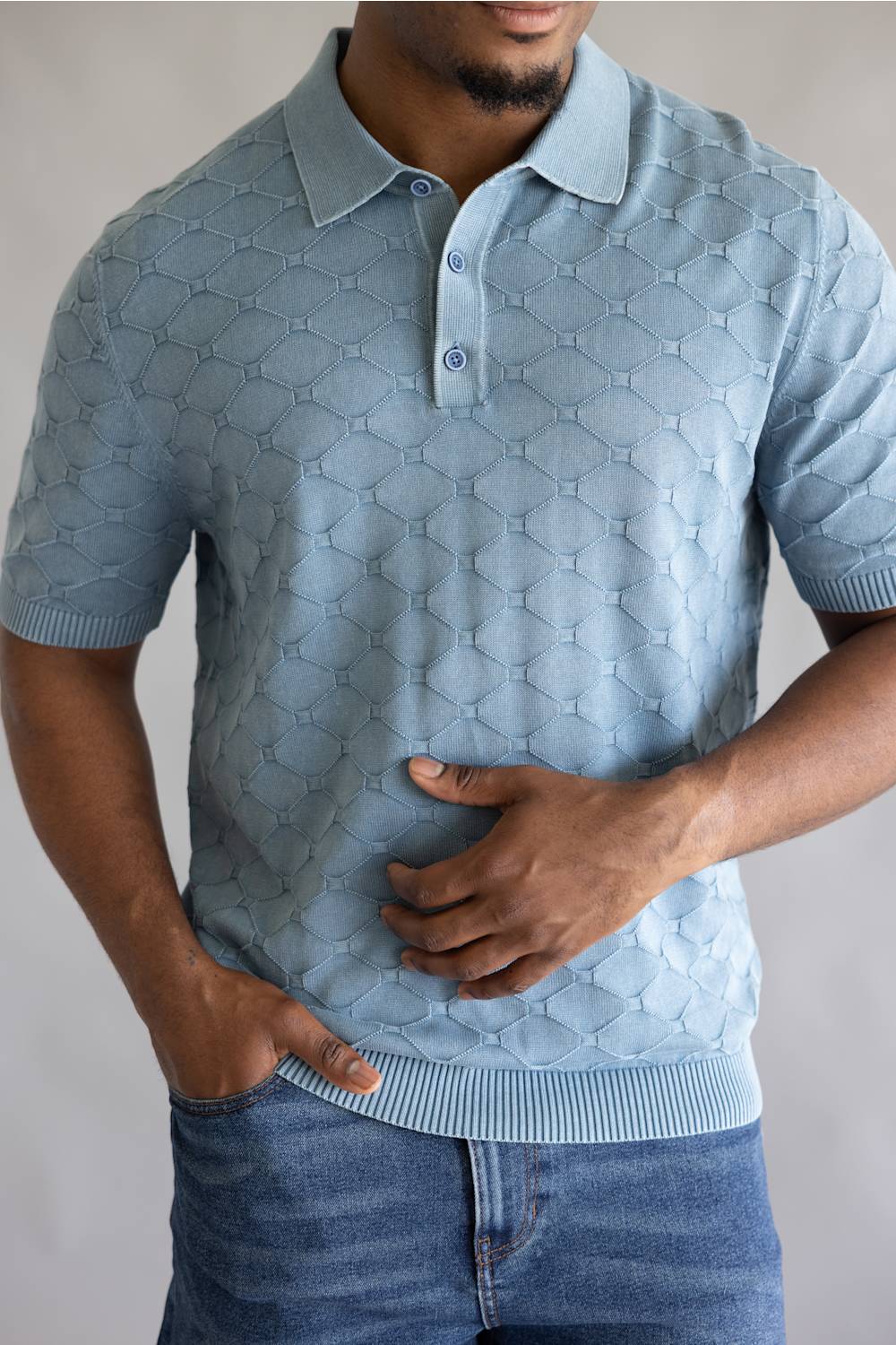 Weatherproof Vintage Diamond Polo Sweater for Men in Infinity Blue