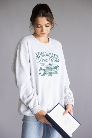 Stars Hollow Book Club Embroidered Sweatshirt for Women in Grey