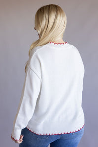 Simply Southern Knit USA Sweater for Women in White