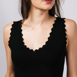 Scallop Tank Top for Women in Black