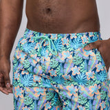 Floral Print 6” Swim Shorts for Men in Navy