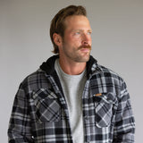 Sherpa Lined Polar Hooded Shacket for Men in Black