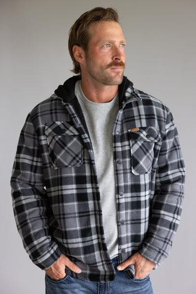 Sherpa Lined Polar Hooded Shacket for Men in Black