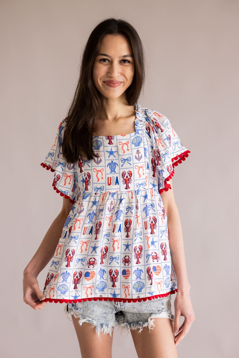 Simply Southern American Girl Top for Women in White