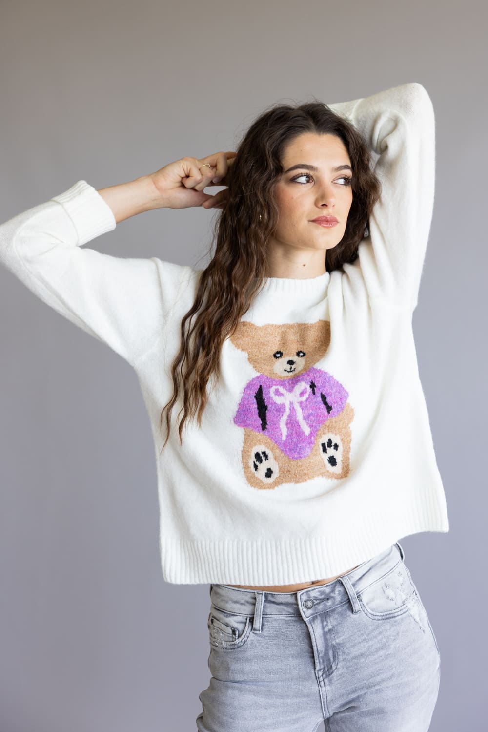 Simply Southern Anastasia Crew Neck Sweater for Women in Cream