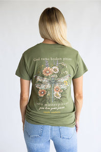 Simply Southern Broken Pieces T-Shirt for Women in Dill