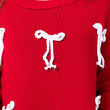 Simply Southern Cable Knit Sweater with Bows for Women in Red
