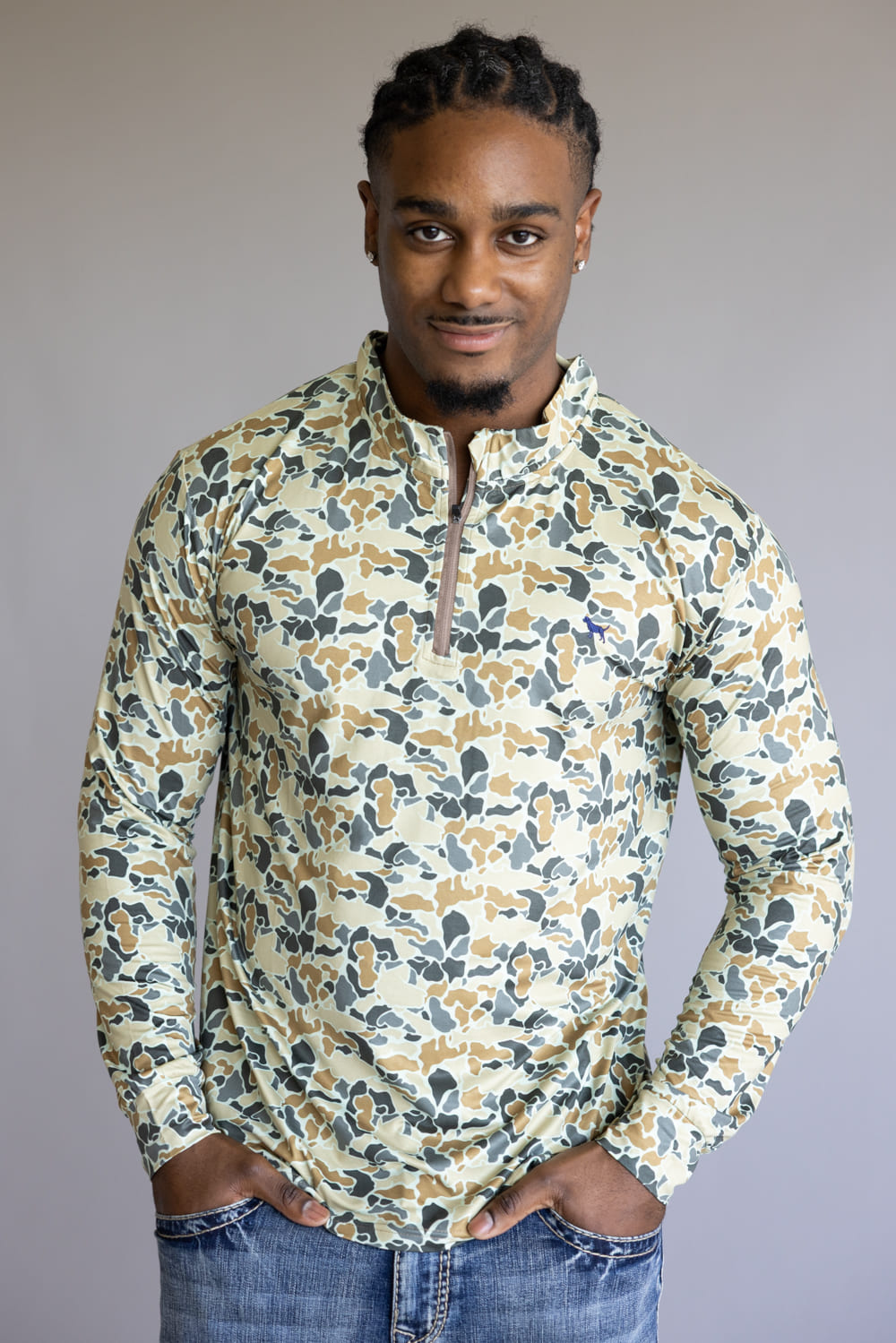 Simply Southern Camo ¼ Zip Neck for Men in Green | 0225-MN-QTRZIP