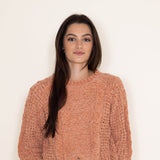 Simply Southern Womens Chenille Cropped Sweater for Women in Chestnut Brown