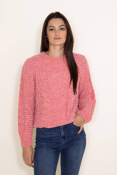 Simply Southern for Women Chenille Cropped Sweater for Women in Pink