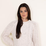 Womens Simply Southern Chenille Cropped Sweater for Women in White