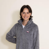 Simply Southern Classic Sherpa Zip Pullover for Women in Grey