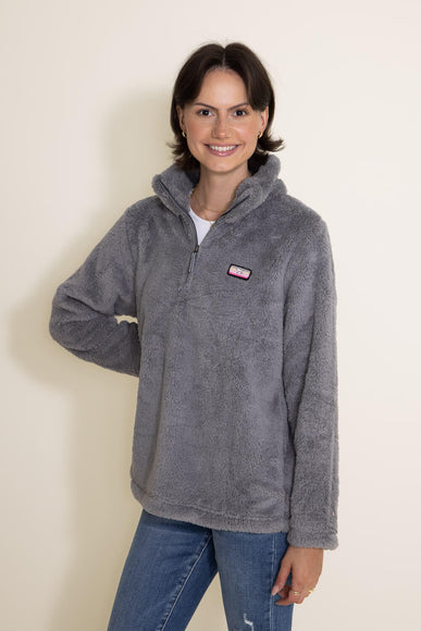 Simply Southern Classic Sherpa Zip Pullover for Women in Grey
